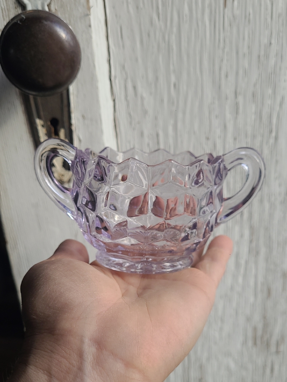 Fostoria Cubist Sugar Bowl - Light Lavender Purple